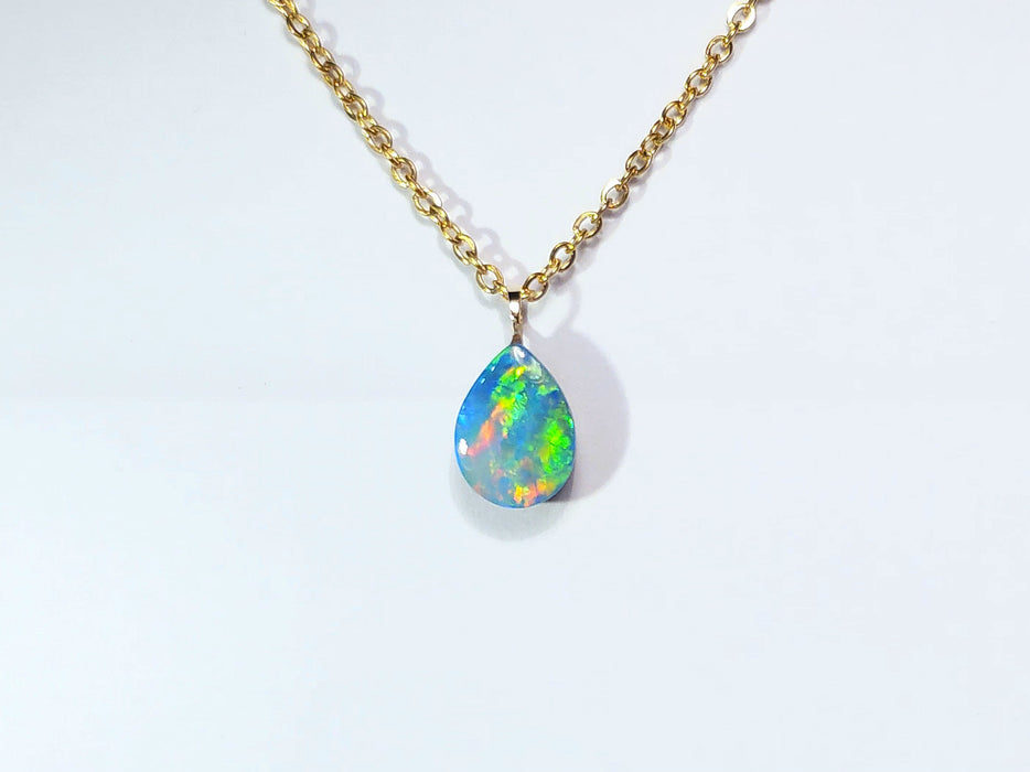 Bowdrop' Australian 14k Gold Opal Doublet Pendant Gift 2.6 carat P78