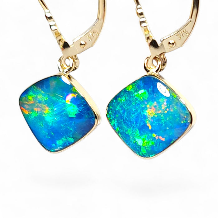 Diamantina' Genuine Australian Solid Gold Drop Opal Earrings 11.6ct R08