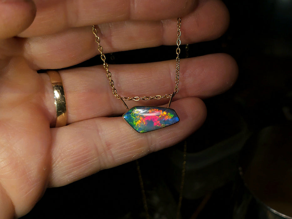 Ammolita' Genuine Australian Opal Pendant 14k Gem Gift 6.4ct P70