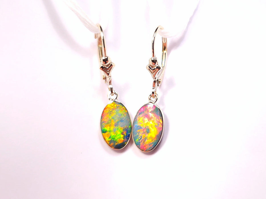 Colore Vivido' Australian Opal Earrings Solid Gold Gem Gift Jewelry 7.5ct L21