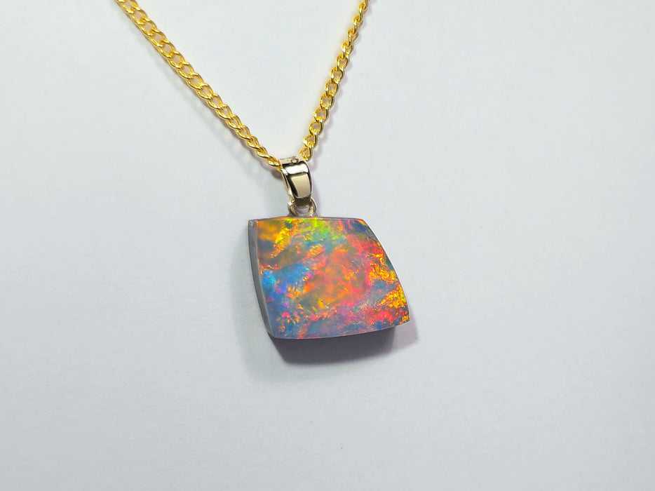 Flume' Rare Australian 14k Gold Opal Doublet Pendant Gift 5.3ct Q16