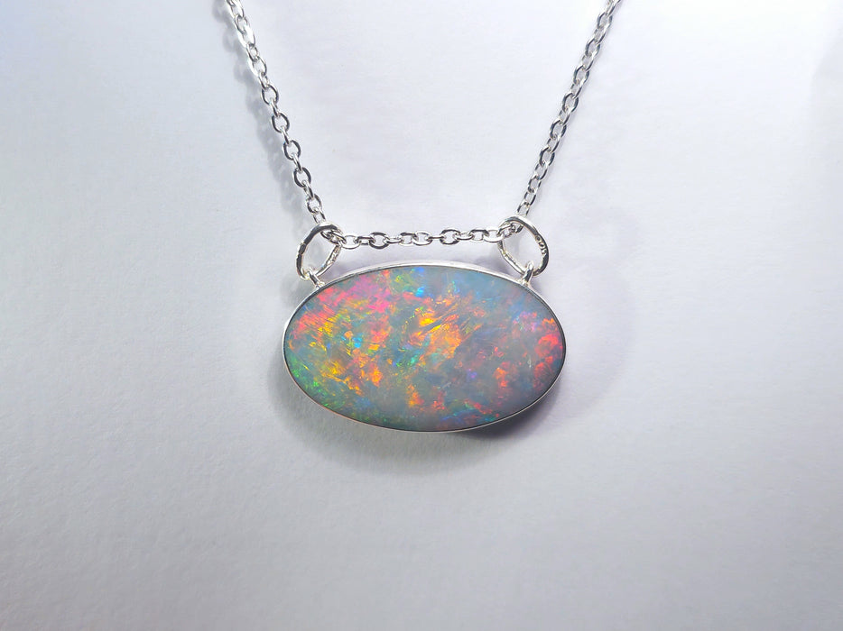 Venus' Large Genuine Australian Opal Pendant Silver Gem Gift P96