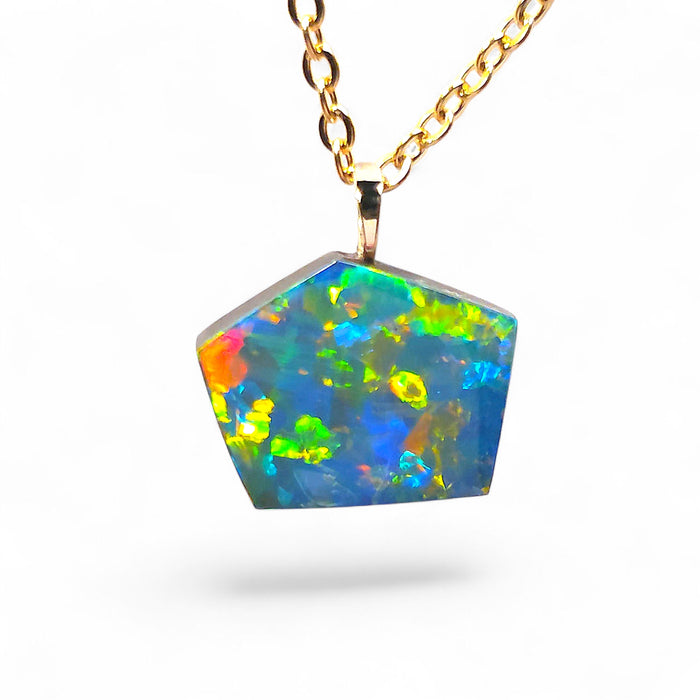 Walka Puya' Rare Australian 14k Gold Opal Doublet Pendant Gift 4.6 carat P24
