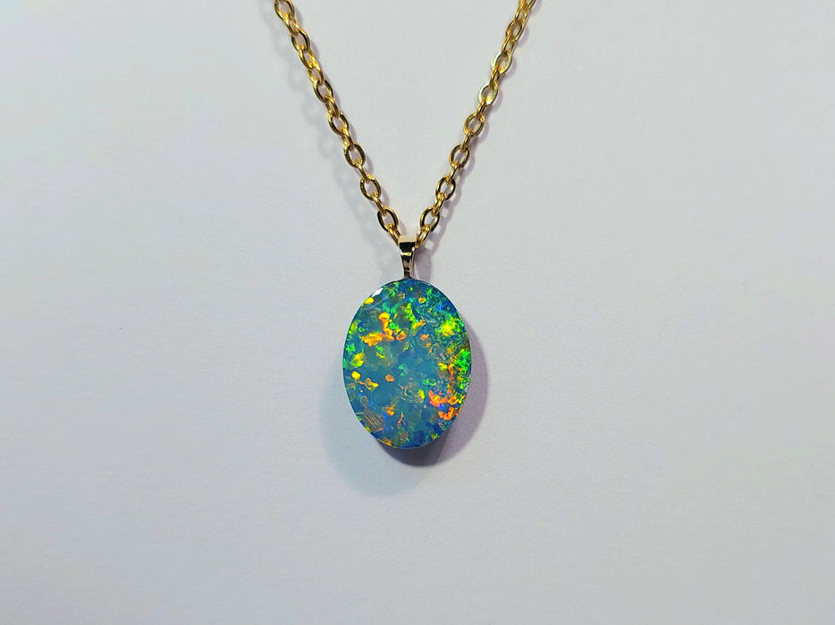 Niji Iris' Rare Australian 14k Gold Opal Doublet Pendant Gift 0.95g Q18