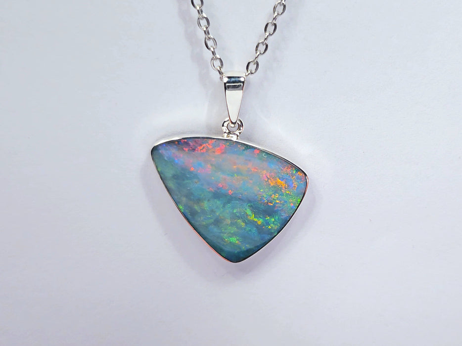 Alivio' Large Genuine Australian Opal Pendant Silver Gem Gift 11.2ct O48