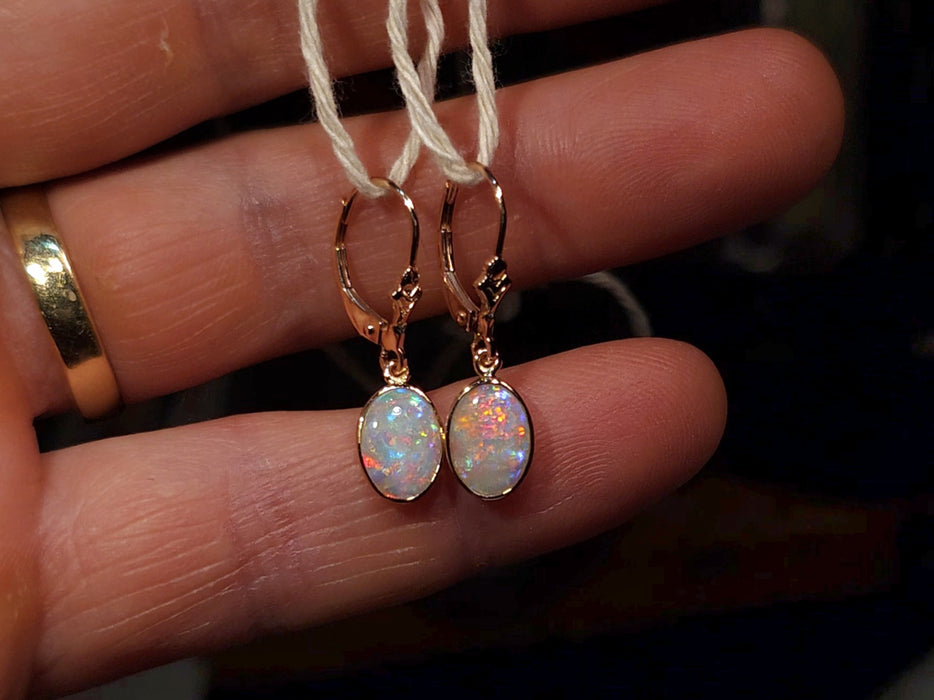 Alba Rosa' Natural Australian Solid Pink Gold Dangle Opal Earrings 1.6g Q81