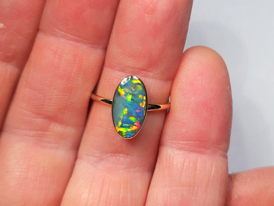 Hearth' 14k Gold Australian Opal Ring 2.1g Free Re-Size N20