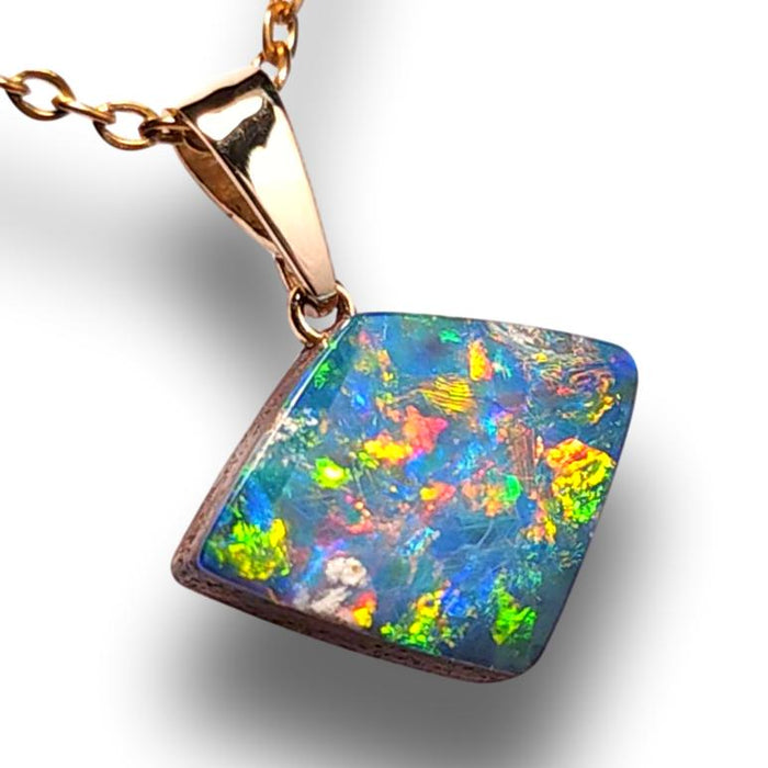 Fire Portal' Australian Opal Pendant 14k Gold Doublet Gift 6.4ct J95