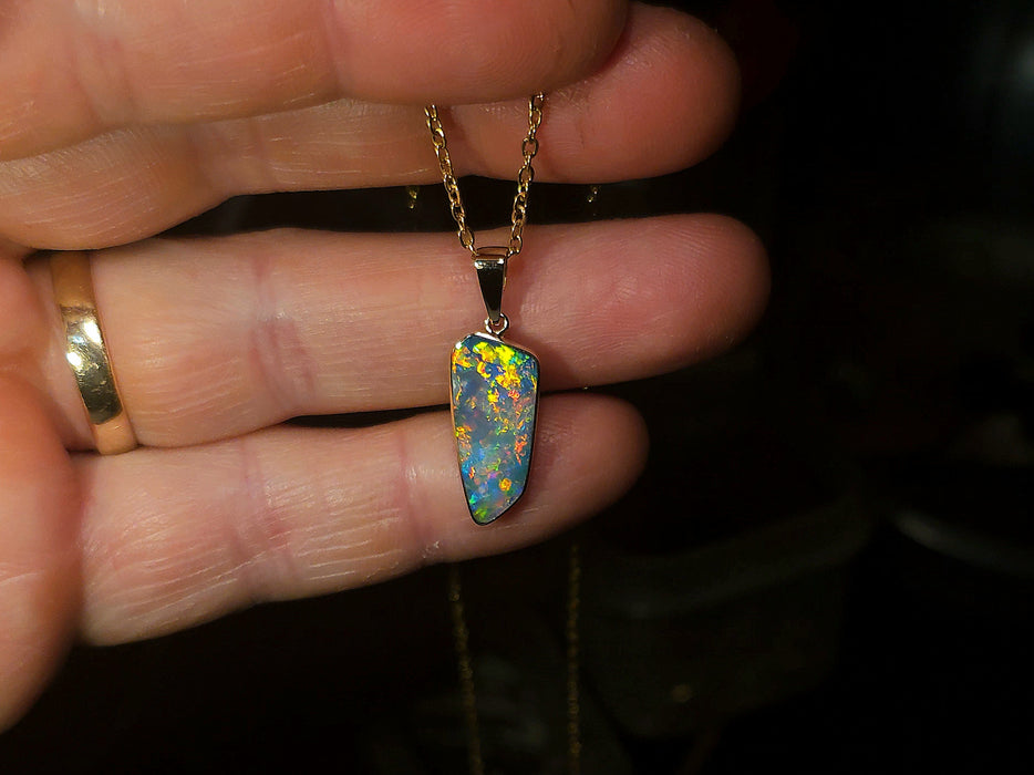 Kampani' Genuine Australian Opal Pendant 14k Gem Gift 6.7ct Q07