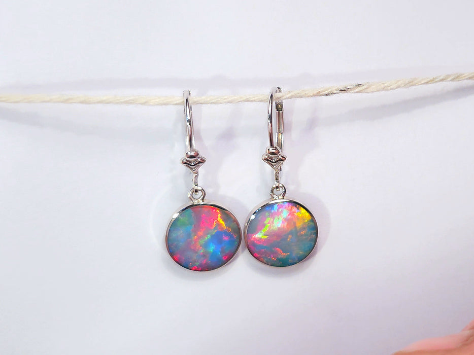Tulipallot' Australian Opal Solid White Gold Dangle Earrings 12.3ct P50