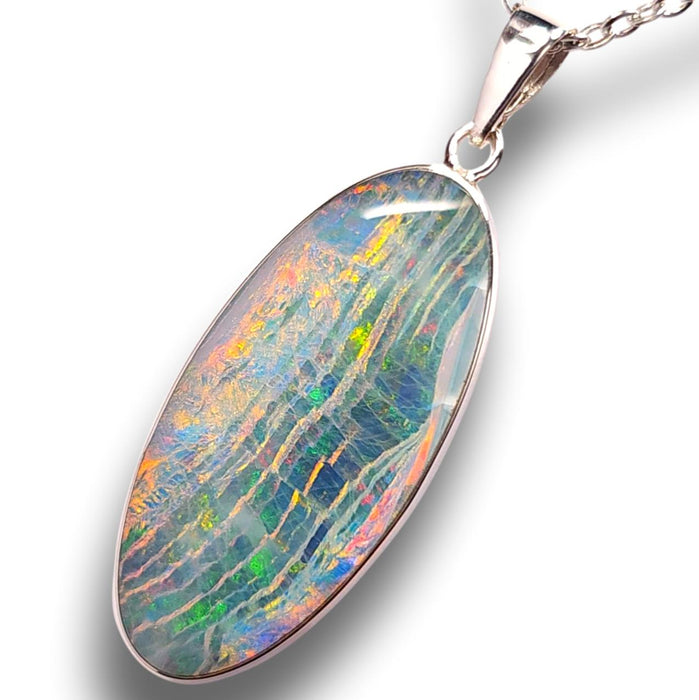 Cotton Candy' Genuine Australian Silver Opal Pendant Jewelry 12.9ct K03