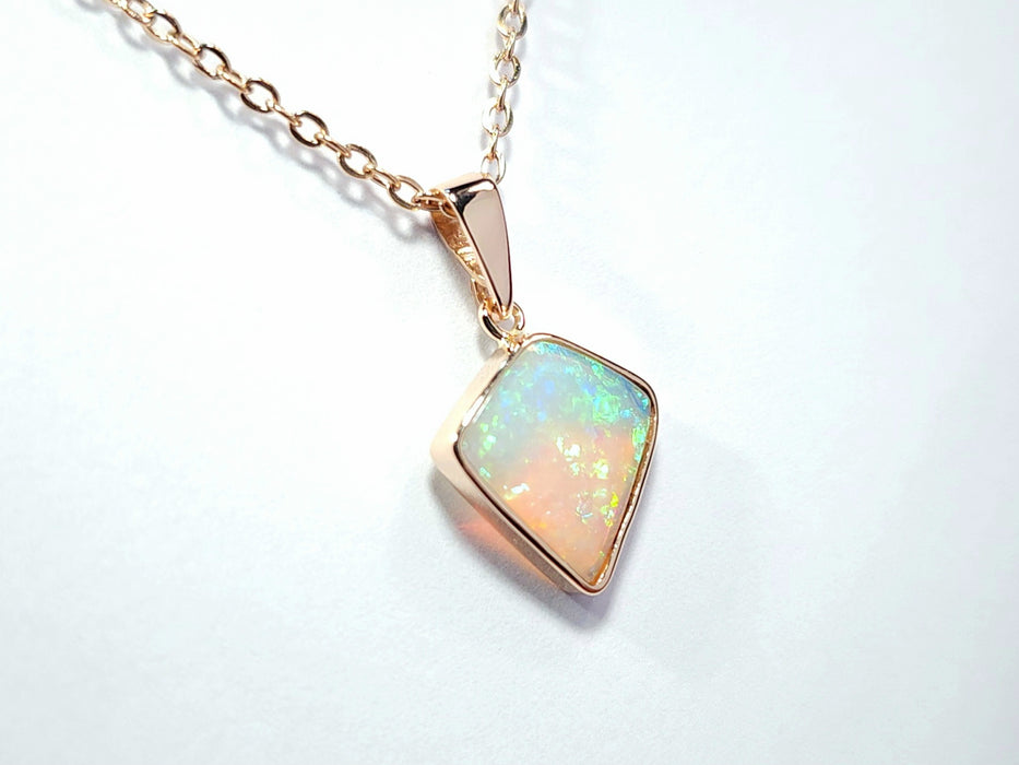 Kristallrose' Australian Solid Crystal Opal 14K Pink Gold Pendant 1g Q65