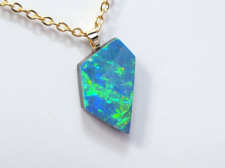 Vert Electrique' Vivid Australian Opal Pendant 14k Gold Doublet Gift 5.1ct N35