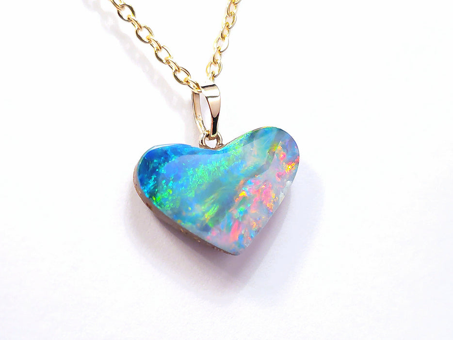 Colourful Love' Australian Opal Doublet Heart Pendant 5.8ct 14k Jewelry M14