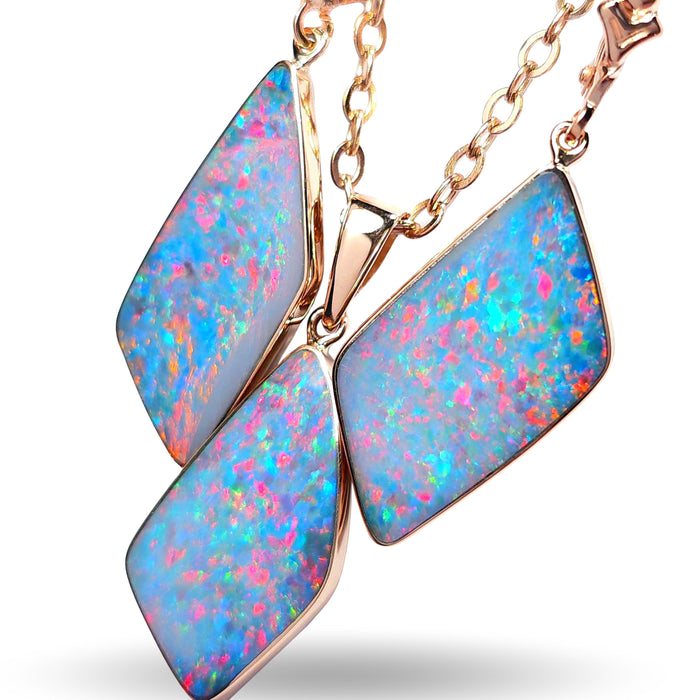 Ensemble Baroque' Australian Opal Rose Gold Pendant & Earrings 23.8ct M96