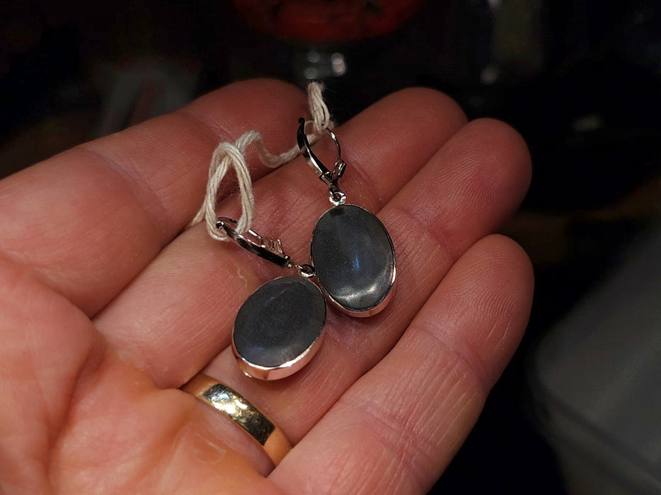 Asgard' Australian Opal Dangle Earrings Silver Inlay Gift 4.34g Q62