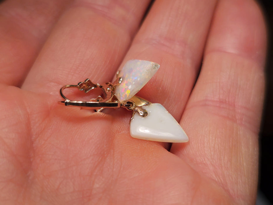 Roses Parfaites' Australian Solid Opal Pink Gold Dangle Earrings 7.7ct N89