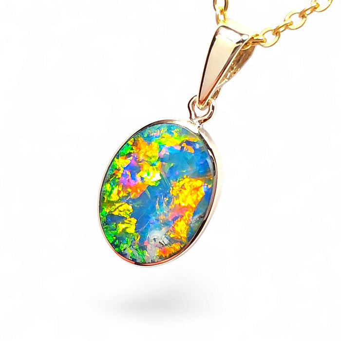 Iridesce' Rare Super Gem Australian Inlay Opal Pendant 5.3 ct O42