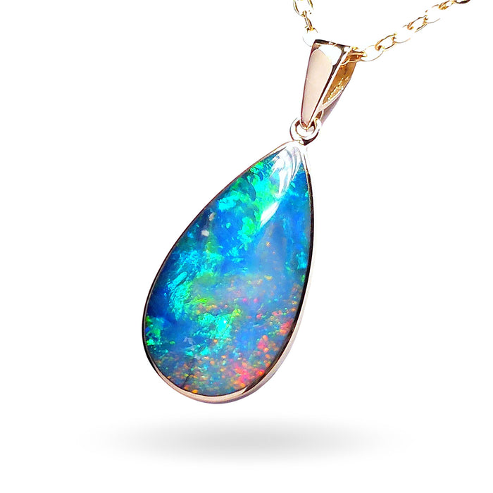 Ring Nebula' Genuine Australian Opal Pendant Solid 14K Gold 8.2ct L98