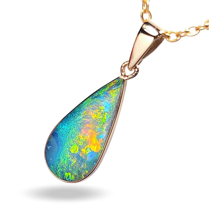Star Dust' Australian Opal Pendant Jewelry 4.55ct 14k Gold Gem K51