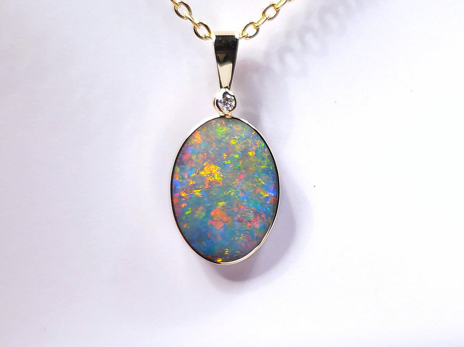 Perfetto' Australian Opal & Diamond Pendant Rare Gem Gift 6.8ct L94