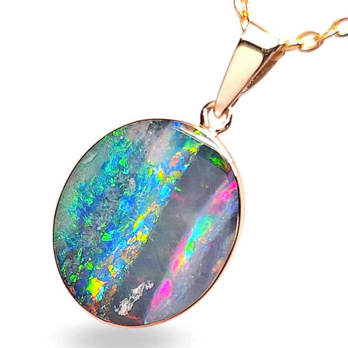 Colorfall' Australian Opal Pendant Jewelry 7ct 14k Gold Gem K44