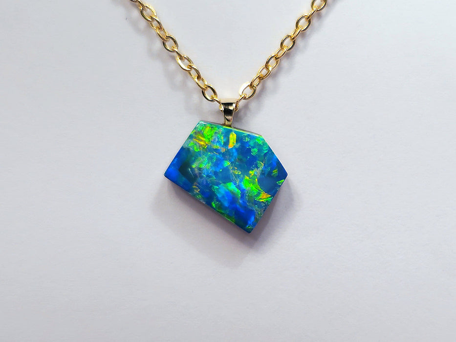 Cosmo Profondo' Vivid Australian Opal Pendant 14k Gold Doublet Gift 4.2ct N86