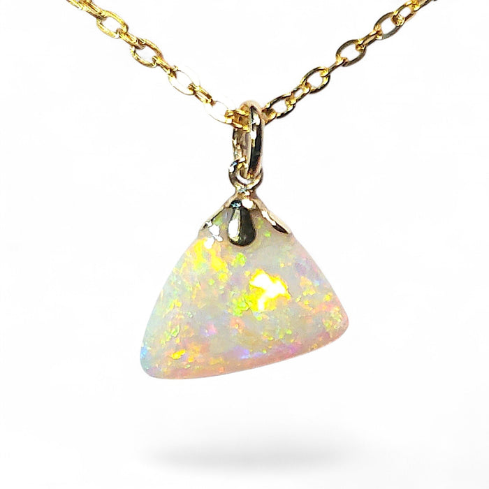 Uluru Tjintu' Australian Solid Crystal Opal 14K Gold Pendant 0.8g Gem P85