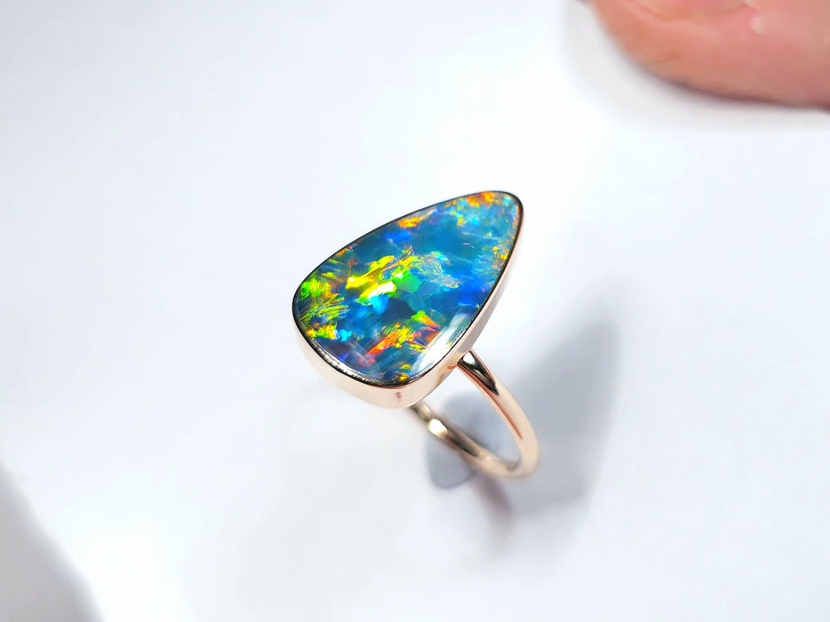 Rosengarten' 14k Pink Gold Rare Australian Opal Ring 2.8g Free Re-Size N27