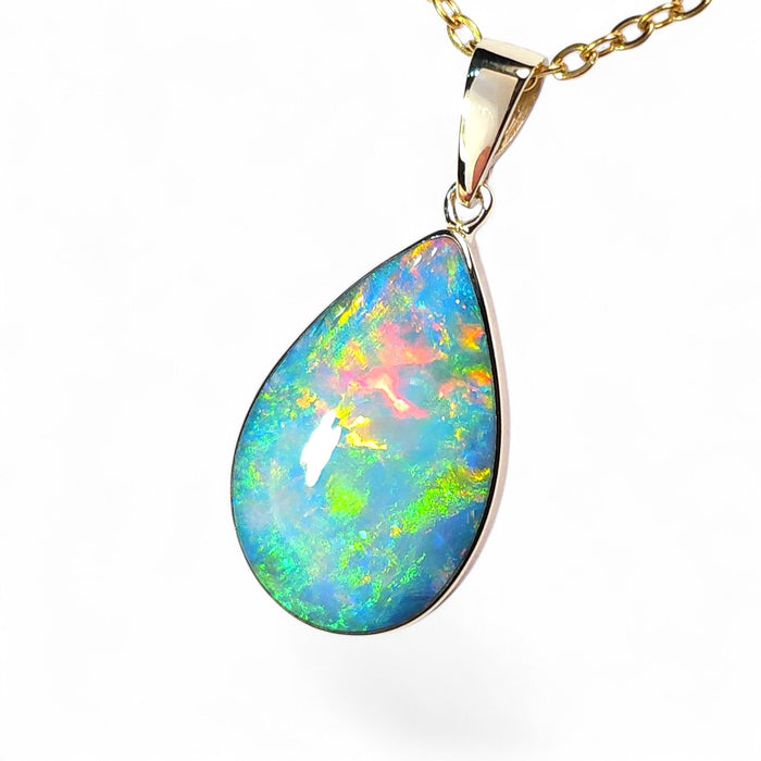 El Dorado' Genuine Australian Opal Pendant 14k Gem Gift 1.9g P86
