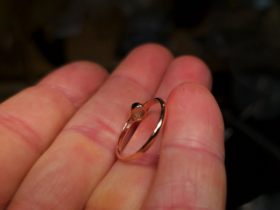 Fiamma Sola' Australian Solid Opal Ring 14k Rose Gold 1.3g US Size 6 1/2 O69