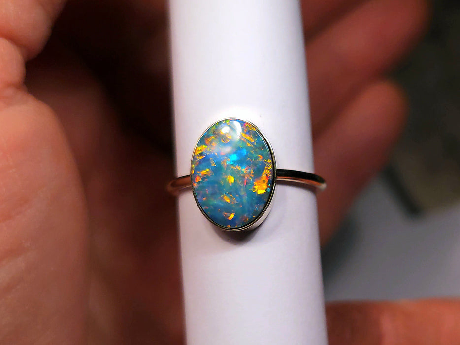 Azul Carmesi' Australian Opal Ring Gem Gift 2.5g 14k Free Re-Size US 7 M42