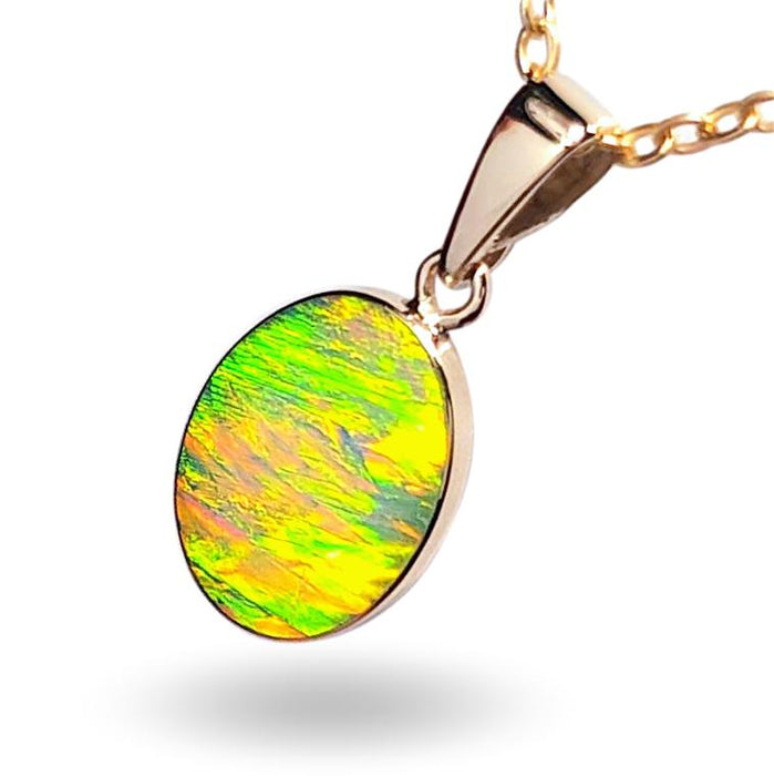 Ether' Genuine Rare Australian Opal Pendant 14K Gold 4.9ct K58