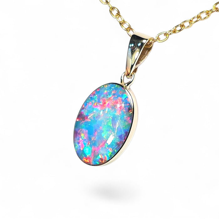 Magnagenta' Genuine Australian Opal Pendant 14k Gem Gift 1.3g P55