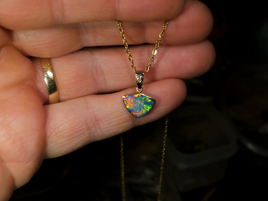 Nauticus' Australian Opal & Diamond Pendant Rare Gem Gift 5.2ct Q11