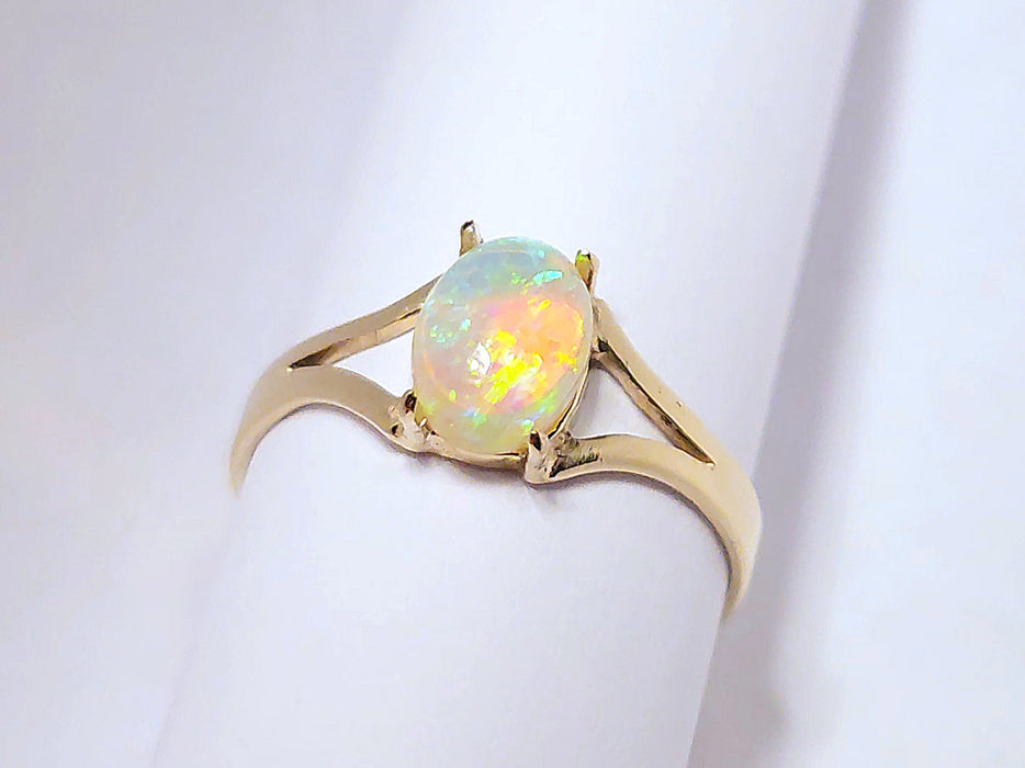 Verde' Australian Solid Opal Ring 14k Gold 1.5g US Sz 6.25