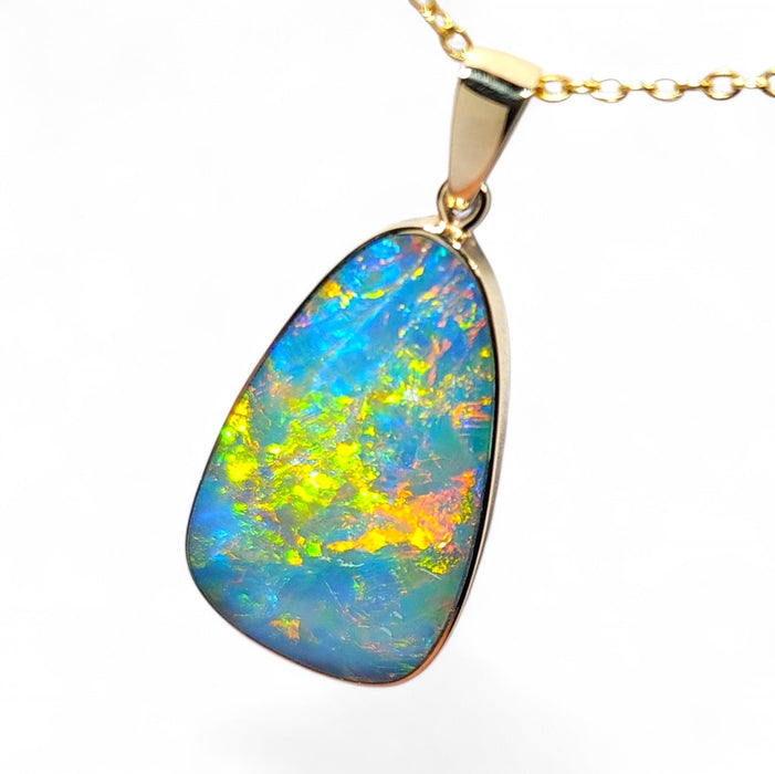 Solarfire' Large Genuine Australian Opal Pendant 14k Gem Gift 2.3g R17