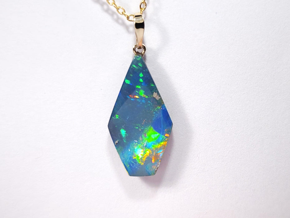 Tjintu Kari' Rare Australian 14k Gold Opal Doublet Pendant Gift 1.4g Q91