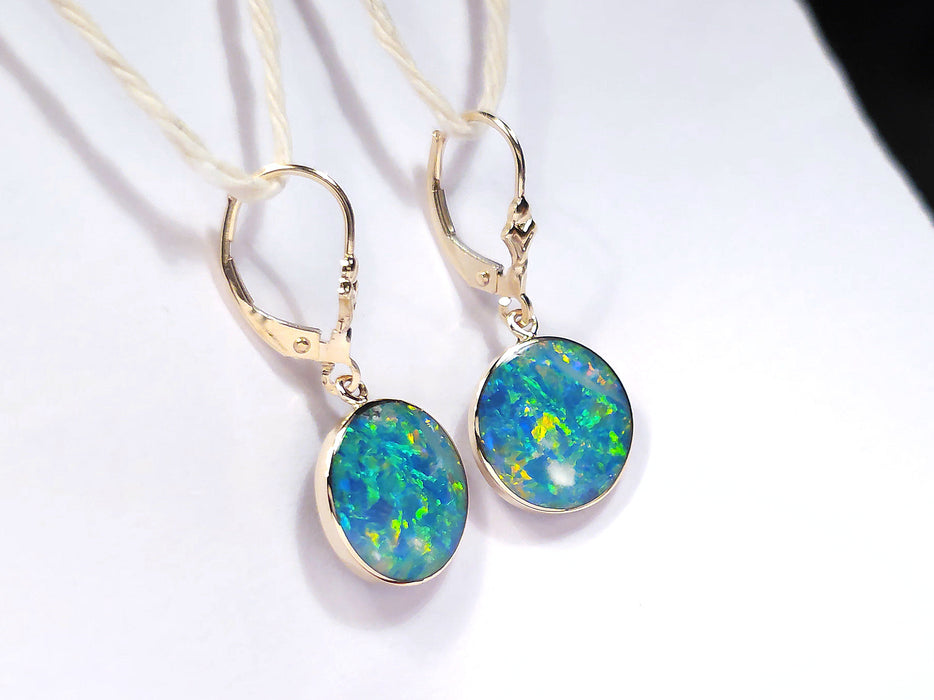 Sfere Dorate' Genuine Australian Solid Gold Drop Opal Earrings 13.4ct O75