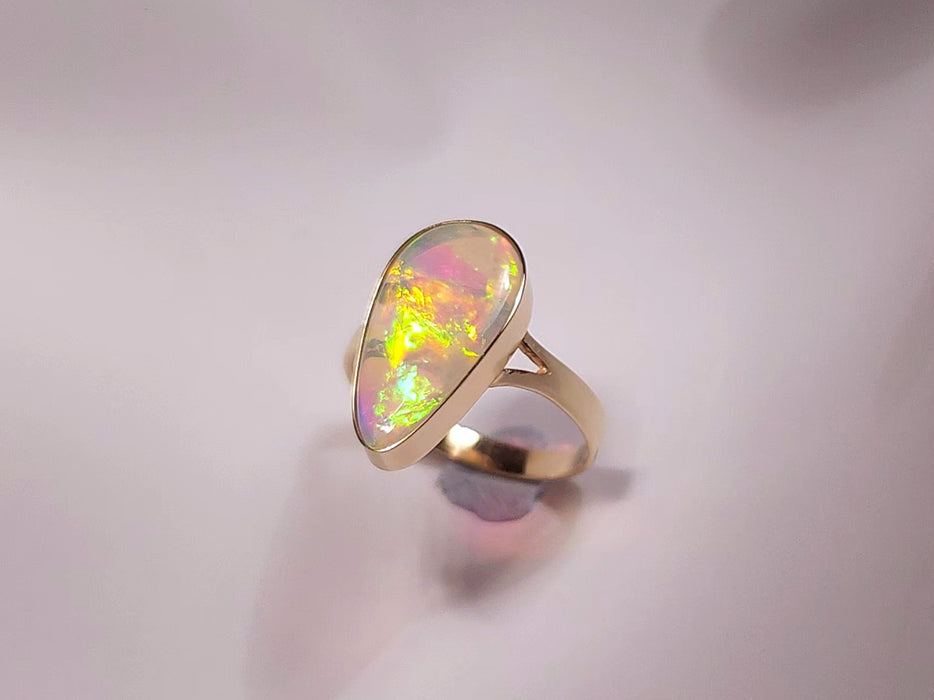 Nova Solare' Australian Solid Opal Ring 14k Gold 2.9g Free Re-Size 7 K97