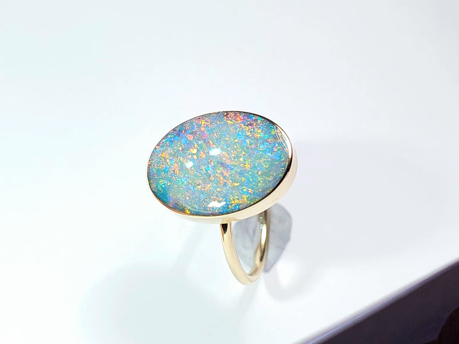 Bauerngarten' 14k Gold Australian Opal Ring 3.4g Free Re-Size P31