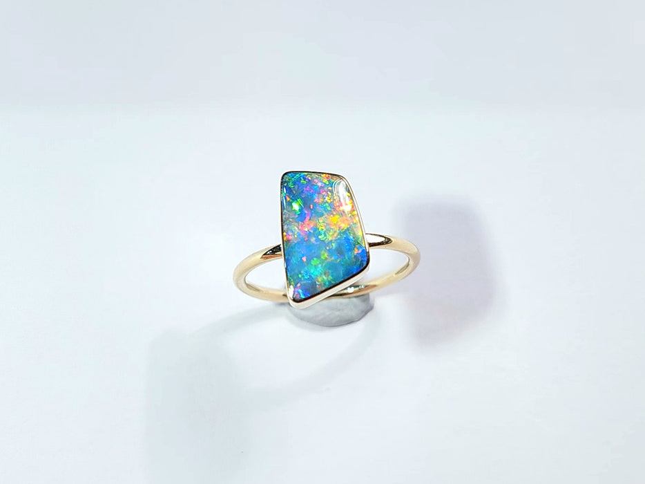 Sparkleton' 14k Gold Australian Opal Ring 2.3g Free Re-Size P32