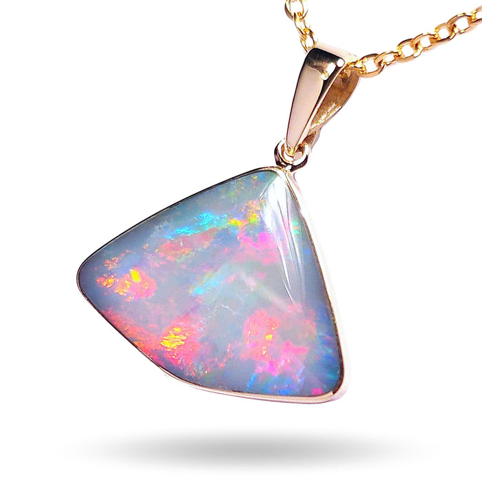 4 Fires' Genuine Australian Opal Pendant 14K Gold 8.6ct L15