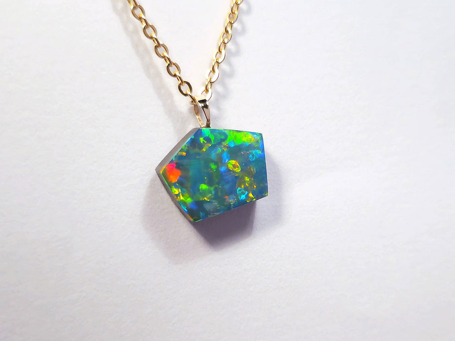 Walka Puya' Rare Australian 14k Gold Opal Doublet Pendant Gift 4.6 carat P24