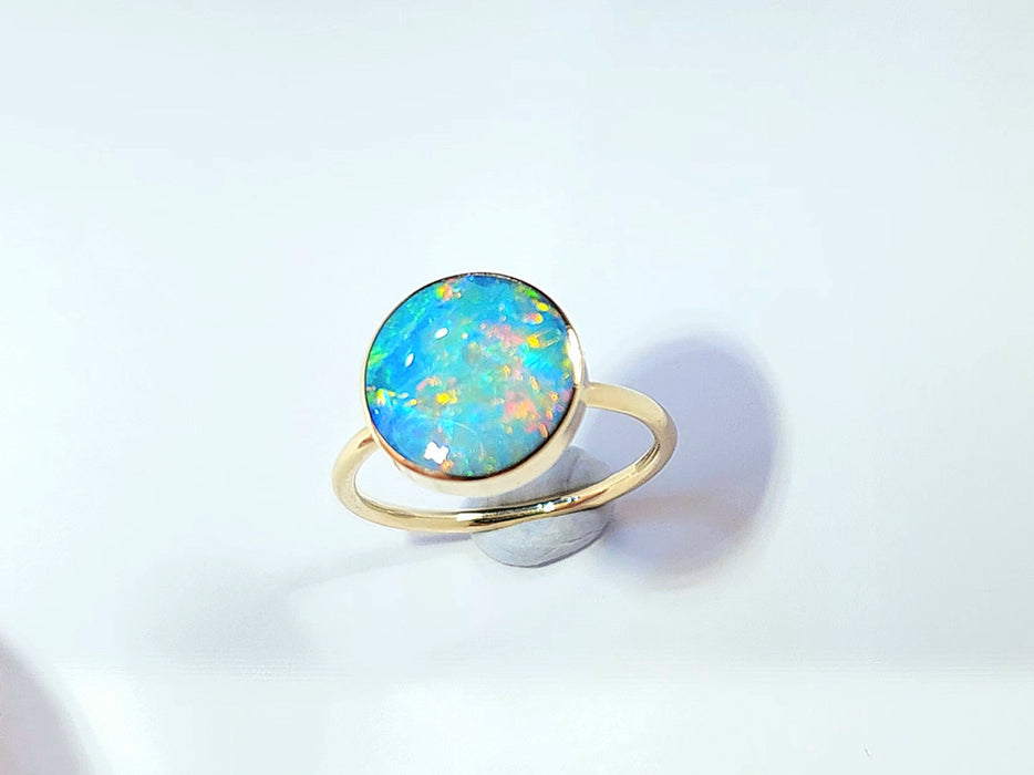 Plasma' 14k Gold Australian Opal Ring 2.5g Free Re-Size P35