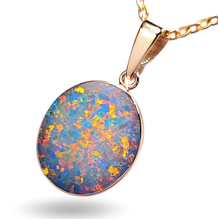 Bleu Rouge Bouquet' Australian Opal Pendant Jewelry 6.5ct 14k Gold Gem K41