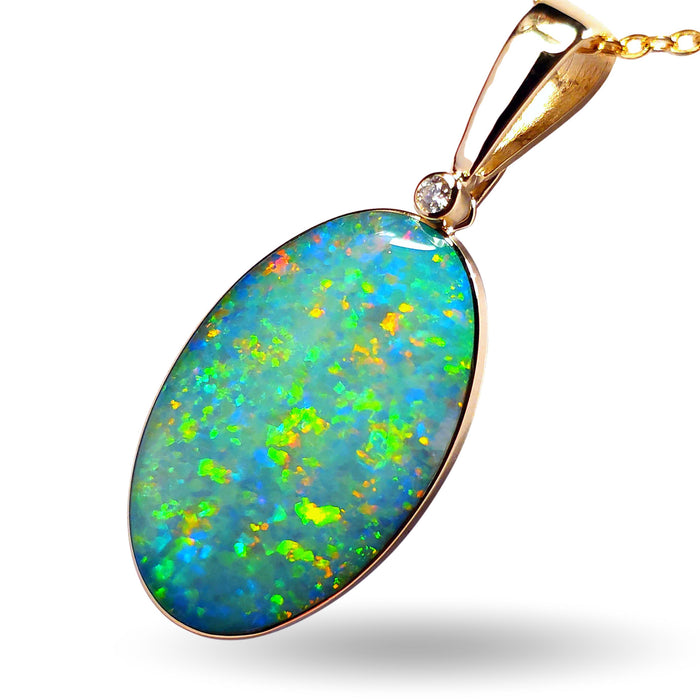 Elegancia' Large Genuine Australian Opal and Diamond Pendant 22ct M01