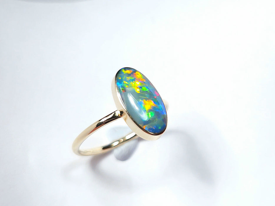 Hearth' 14k Gold Australian Opal Ring 2.1g Free Re-Size N20