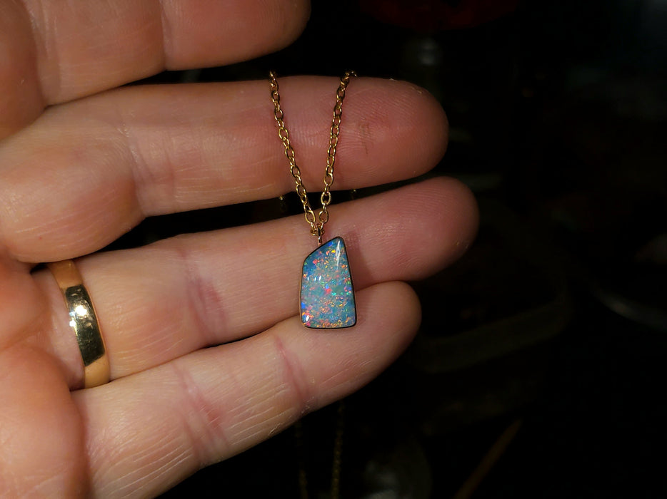Stellina' Genuine Australian Opal Pendant 14k Gem Gift 0.9g P89