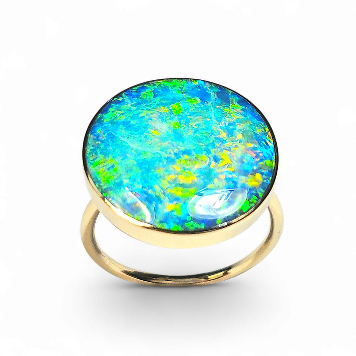 Palantir' 14k Gold Australian Opal Ring 3.9g Free Re-Size O20